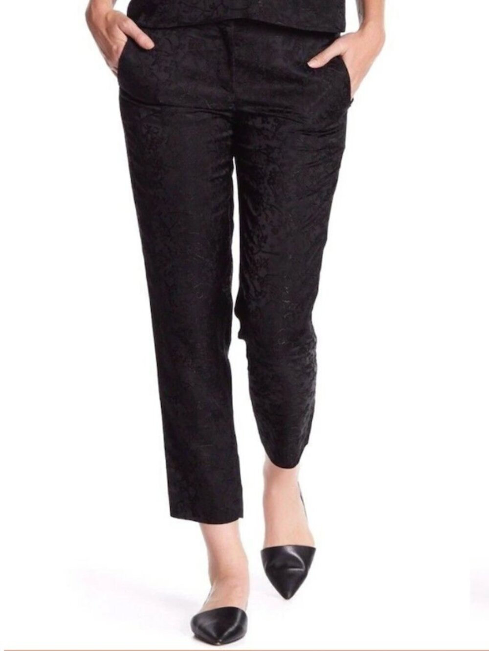 NWT THEORY Black Floral Pants 2